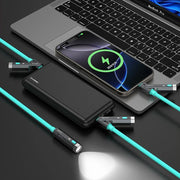 4-in-1 multifunctional data cable 240W USB C fast charging support ignition and LED lights suitable for camping and lighting