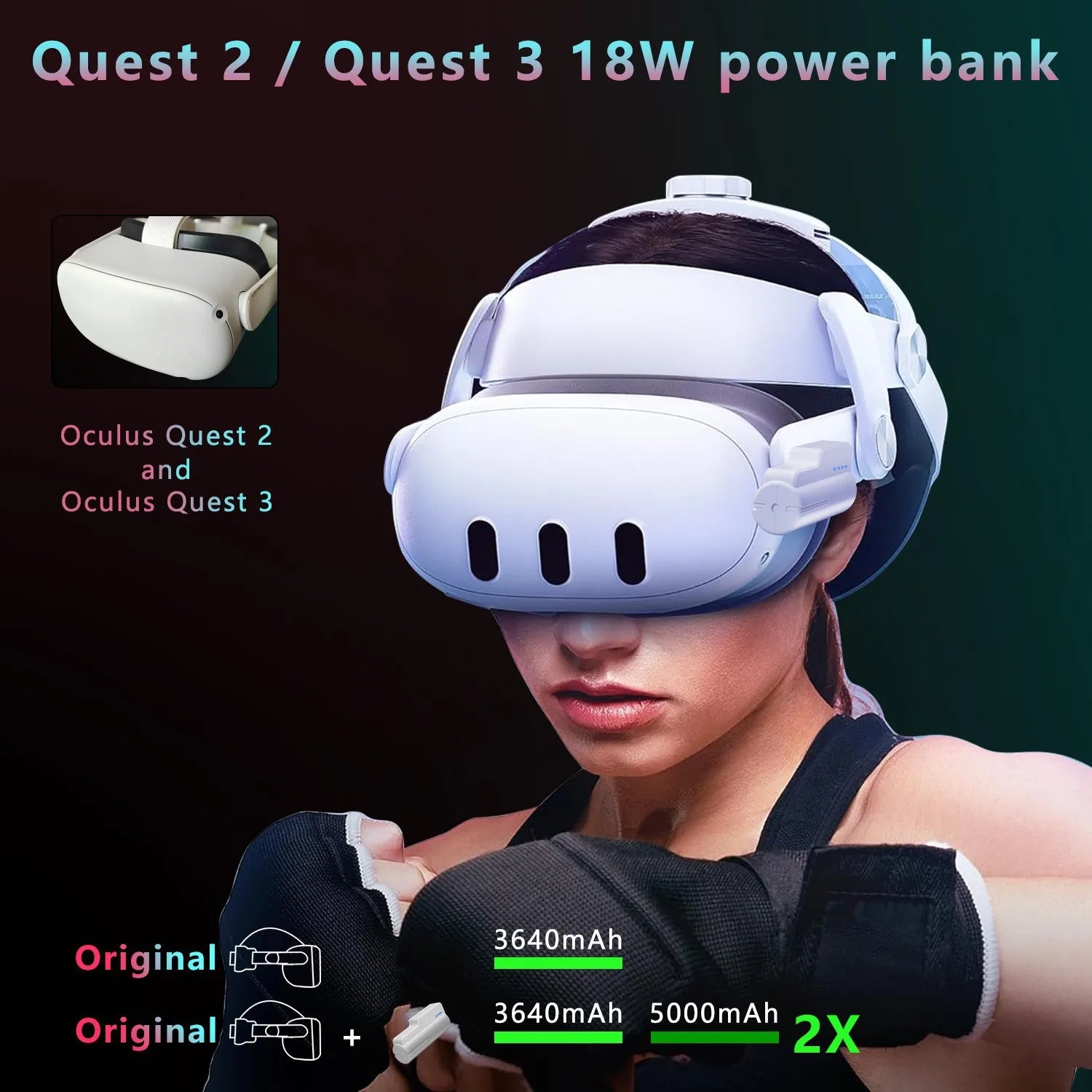 Suitable for Meta Quest 2/3/3s fast charging power bank 5000mAh for Meta Quest 3/3s large capacity endurance VR accessories