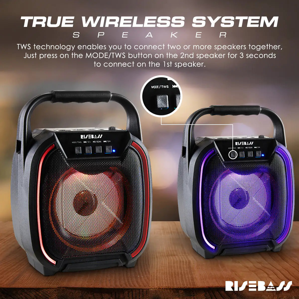 RISEBASS Portable Party Speaker: Big Sound, Anywhere