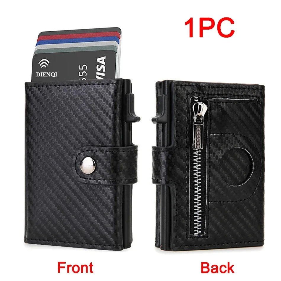 Airtag Wallet Rfid Credit Card Holder Men Wallets Trifold Luxury Slim Air Tag Tracker Minimalist Cardholder Case Presents Choice Carbon Black