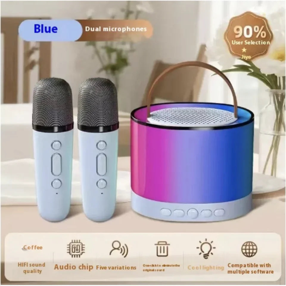 RGB Wireless Bluetooth Speaker with Light Effects Blue twin mics
