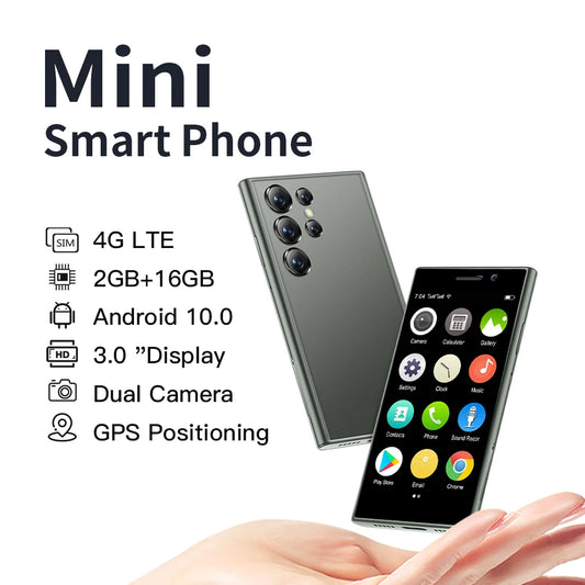 SERVO S24 Mini Smartphone — 3.0" Android 10.0 4G Cell Phone with Dual SIM, Face Unlock, Google Play & Long-Lasting Battery