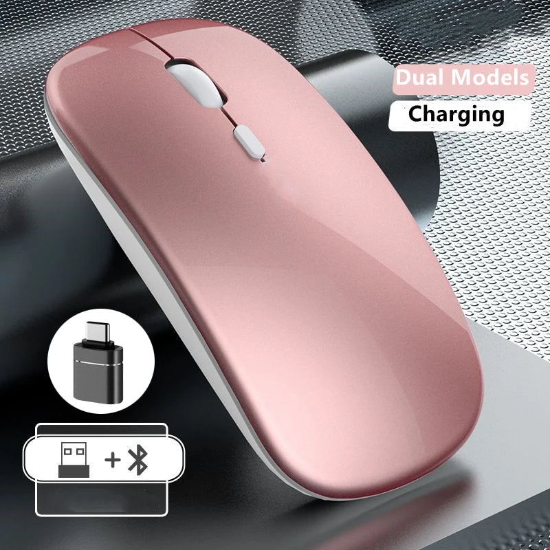 Wireless Mouse Rechargeable Dual Modes Bluetooth-combatible 2.4G USB Computer Mice For Laptop iPad Tablet Notebook Gaming Mouse