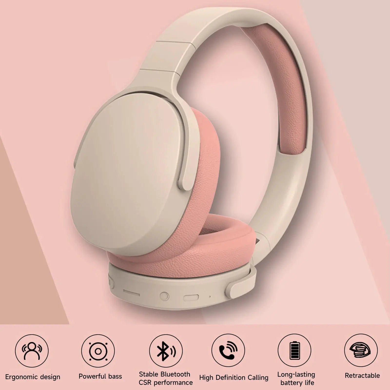 Aptus Praxis P47 Foldable Wireless Headphones - Bluetooth 5.1 & Noise Canceling