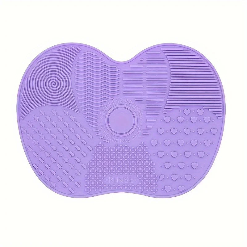 Silicone Apple-Shaped Brush Scrubbing Pad with Suction Cup Secure Hold, Beauty Tool for Gentle Makeup Brush Cleaning, Reusable