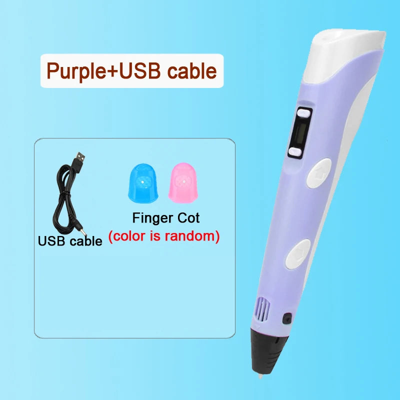3D Pen LED Screen DIY 3D Printing Pen PLA Filament 3D Printer Pen Drawing Stift Creative Toy Gift For Kids Design Drawing