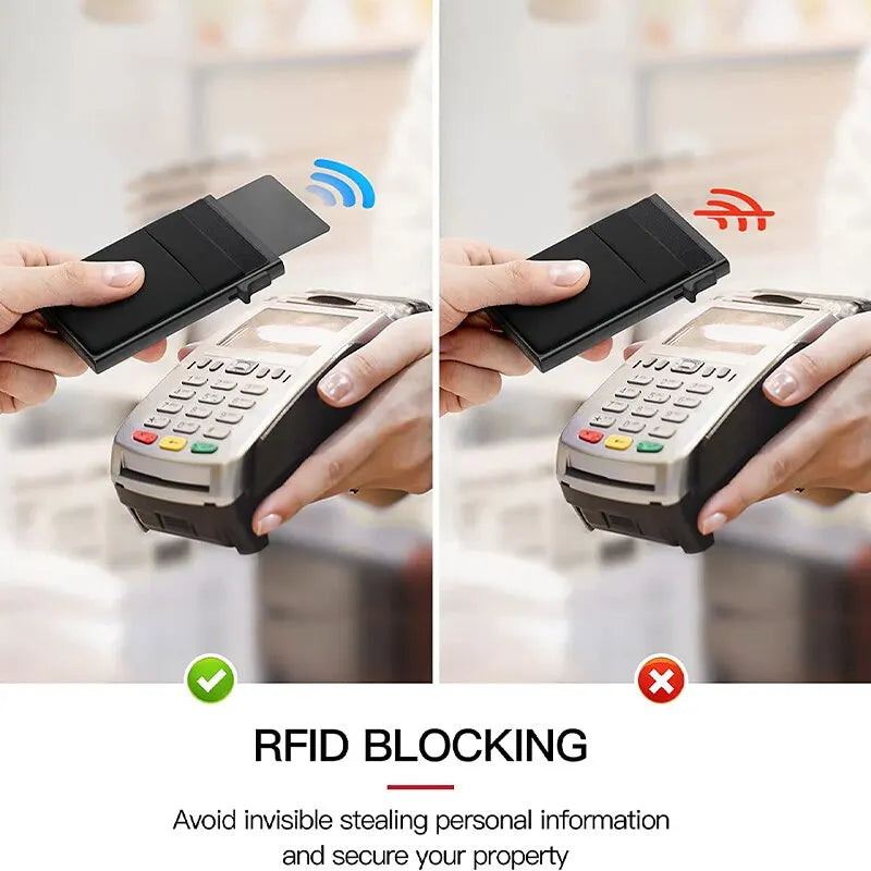 Anti Rfid Blocking Protected Magic ID Bank Credit Card Holder Men Thin Slim Minimalist Smart Magic Wallets Metal Cardholer Case