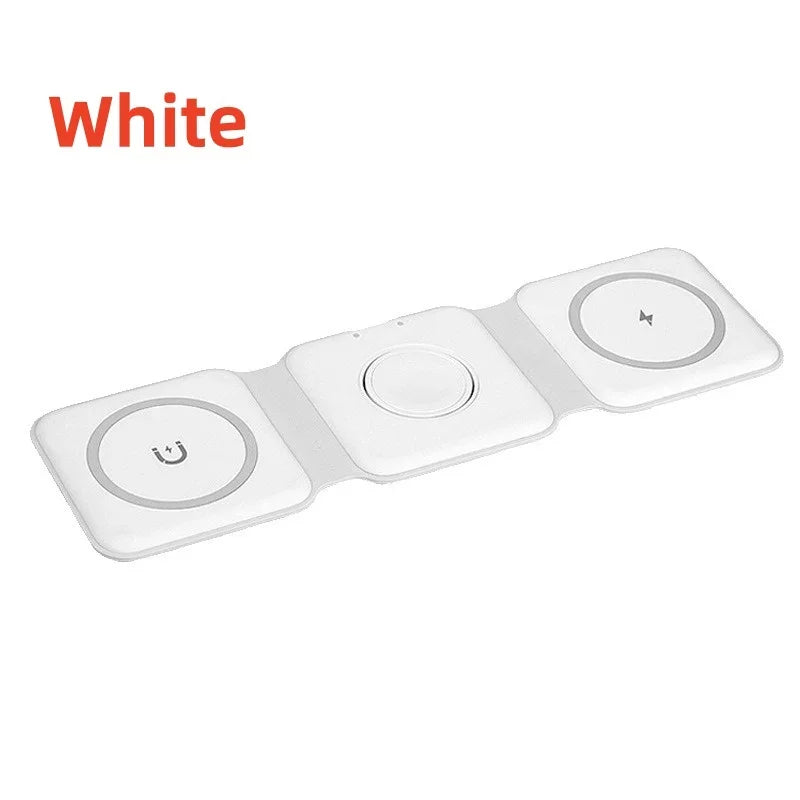 3 in 1 Magnetic Wireless Charger Fast Charging Dock Station Portable Foldable Stand Trip Charger For iPhone Apple Watch AirPods