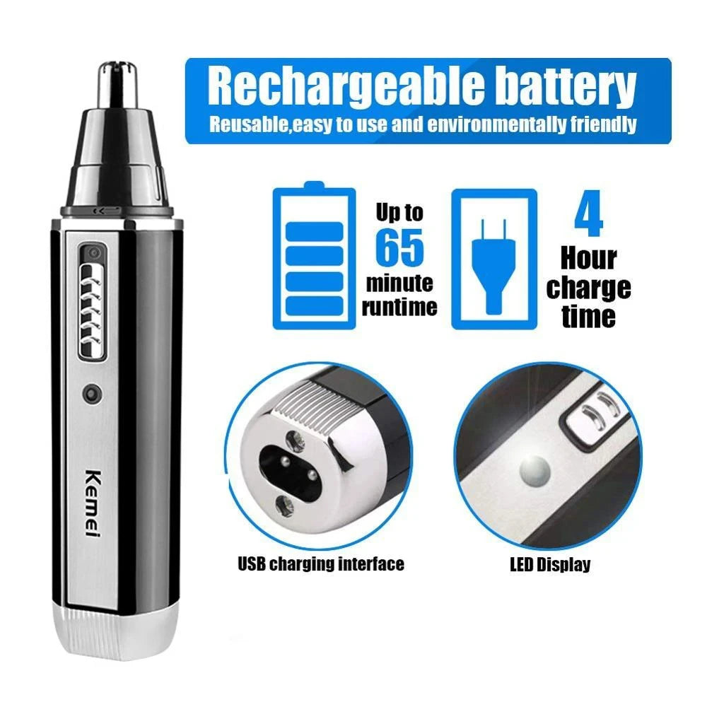 ‌Rechargeable 4in1 Multifunctional Trimmer for Men Painless Nose Ear Eyebrow Beard Hair Removal with LED Light Cordles