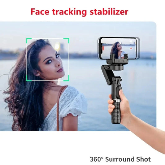 Gimbal Stabilizer Selfie Stick Tripod — 360° Rotation with Auto Follow, Fill Light & Type-C Wireless Microphone for Smartphones