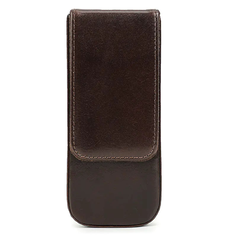 Aptus Praxis Handmade Leather 3-Pen Display Case with Magnetic Drawer