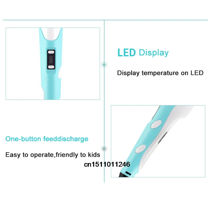 3D Pen LED Screen DIY 3D Printing Pen PLA Filament 3D Printer Pen Drawing Stift Creative Toy Gift For Kids Design Drawing