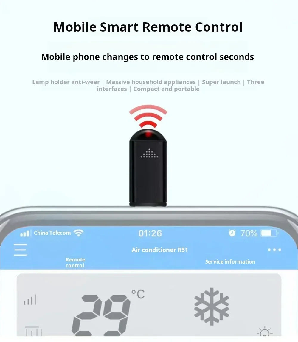 Type C Smartphone Infrared Transmitter Adapter Control Smart App Control Adapter Infrared Remote Suitable for Television