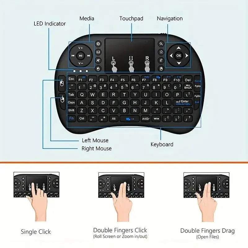 I8 2.4G Mini Wireless Keyboard with Air Mouse Touchpad Remote for Android TV Box PC Smart TV