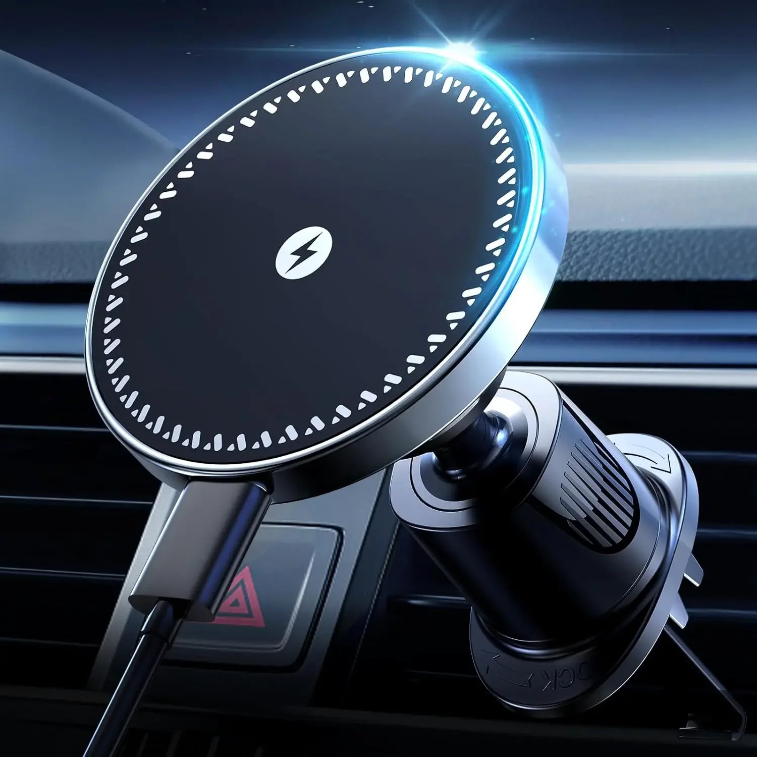UYUXIO Magnetic Wireless Car Phone Charger Adapter 15W Air Vent Car Phone Holder for iPhone 16 15 14 13 Pro Max Plus 12 Samsung