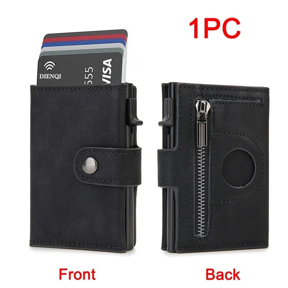Airtag Wallet Rfid Credit Card Holder Men Wallets Trifold Luxury Slim Air Tag Tracker Minimalist Cardholder Case Presents Choice Black