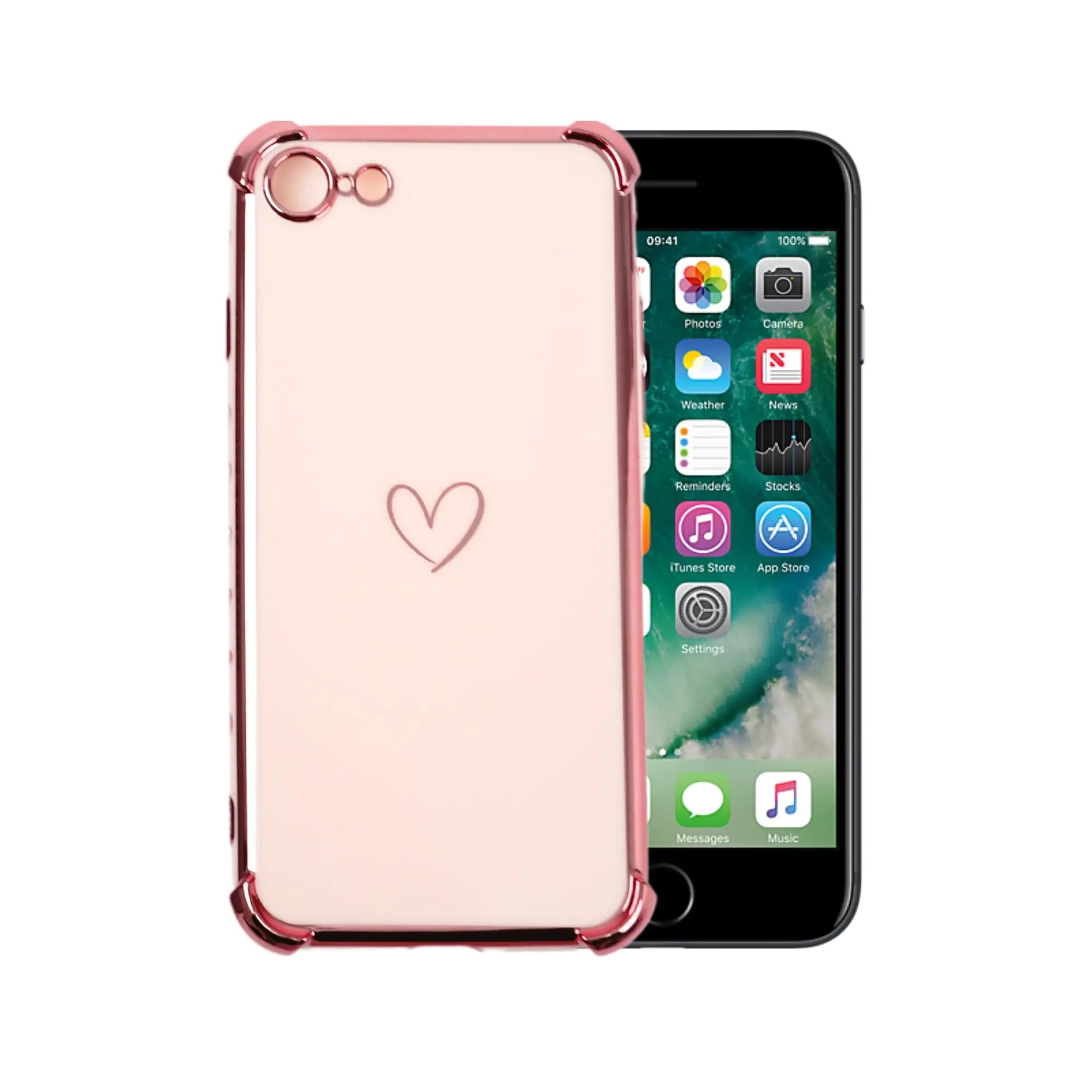 Silicone Phone Case for iPhone Cases - Compatible w/ iPhone 7 Case iPhone 8 Case & iPhone SE Case (2020/2022) - Protective Phone Cases for iPhone SE 3rd Generation Case - Heart Style Pink iPhone Case