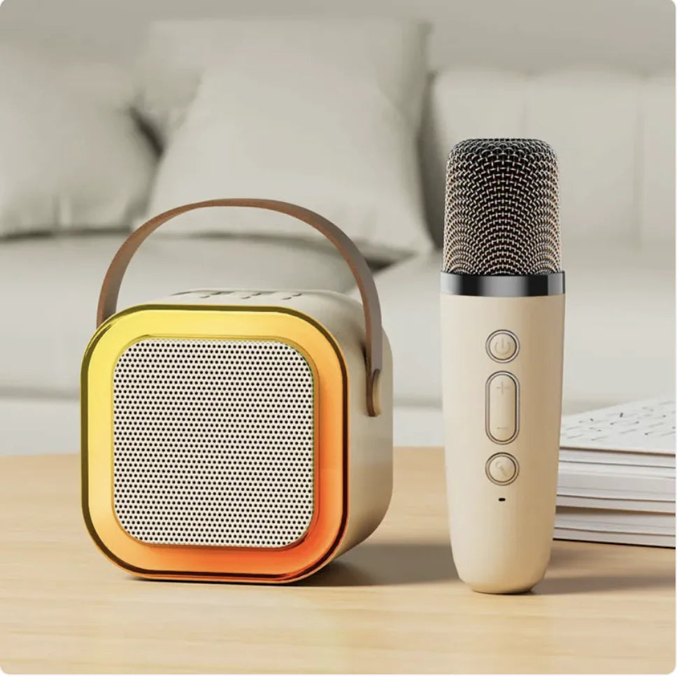 RGB Wireless Bluetooth Speaker with Light Effects Single Microphone White