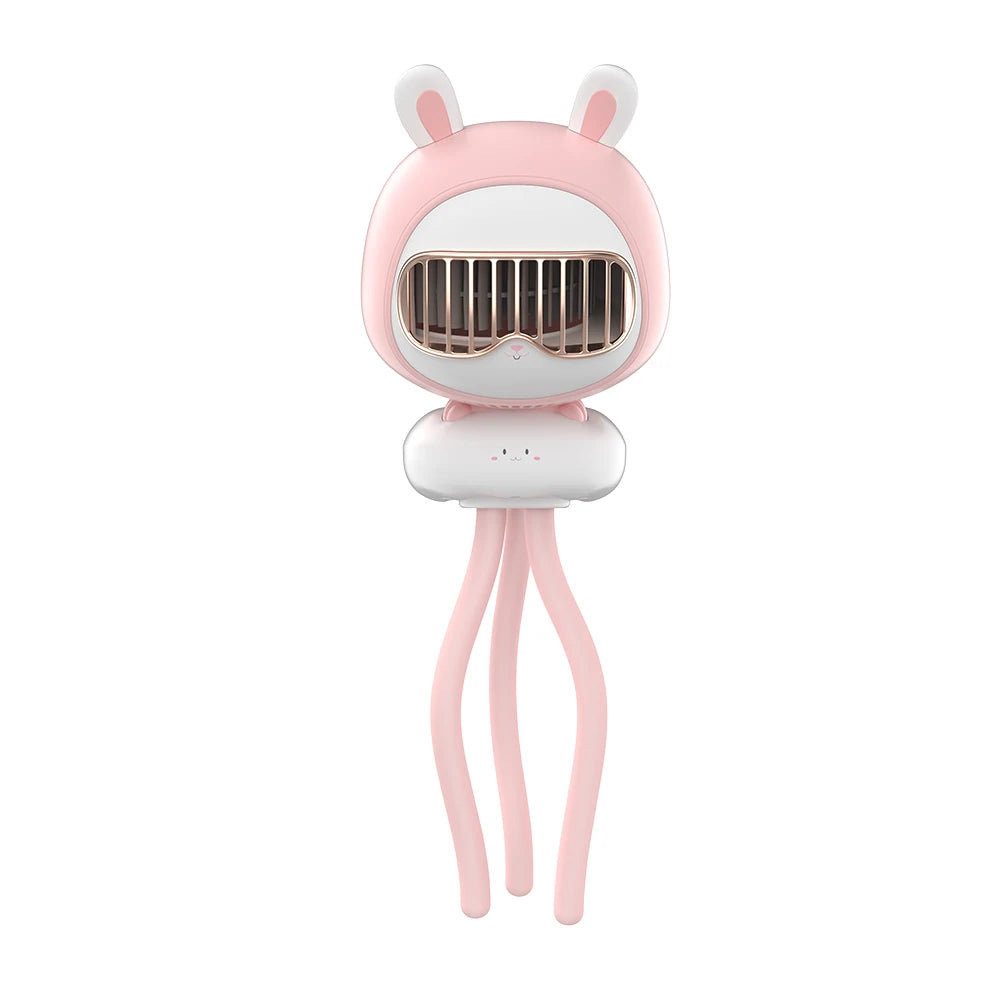 Mini Handheld Stroller Fan, Portable Personal Baby Fan with Flexible Octopus Holder, 3600mAh Battery, 4 Speeds, USB Rechargeable