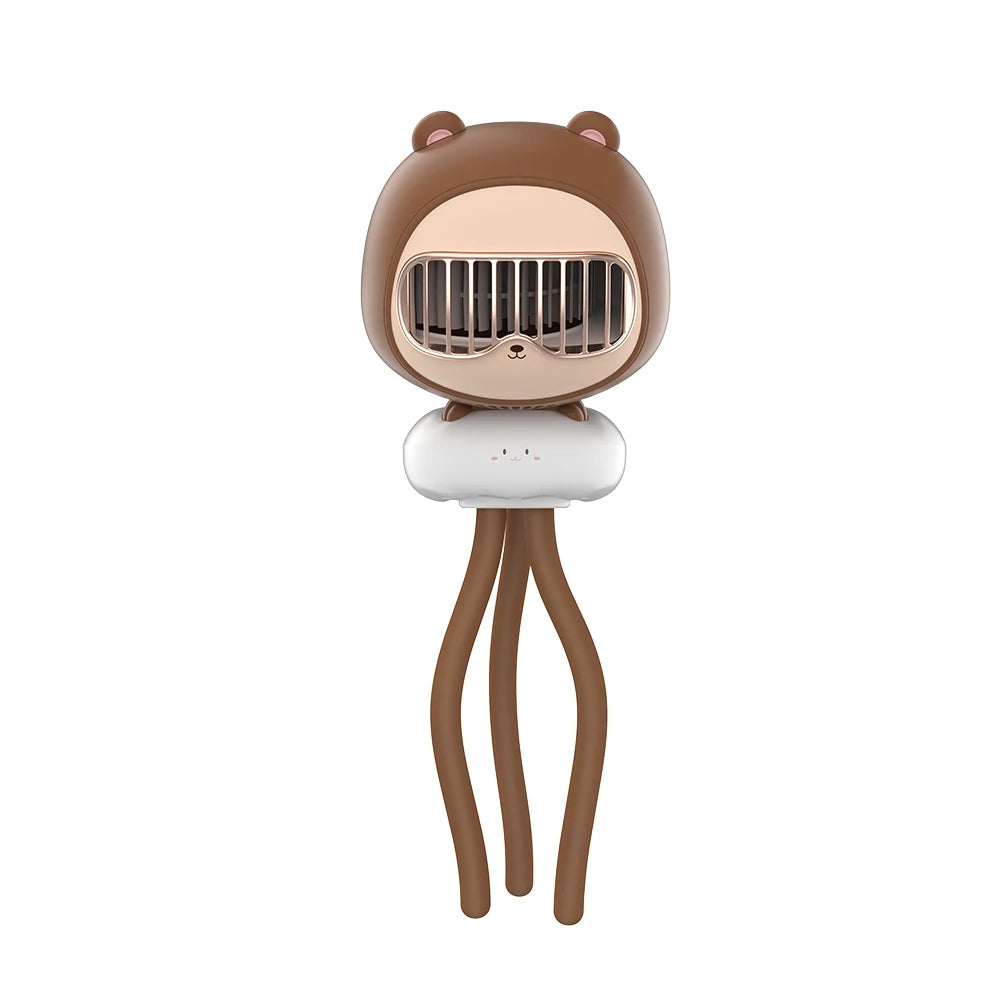 Mini Handheld Stroller Fan, Portable Personal Baby Fan with Flexible Octopus Holder, 3600mAh Battery, 4 Speeds, USB Rechargeable