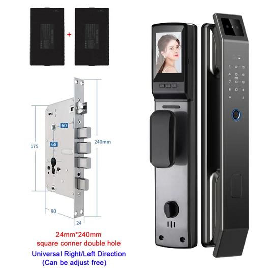 3D Face Recognition Smart Door Lock with Camera — Keyless Digital Lock with Fingerprint & Password Unlock, Electronic Security Door Lock