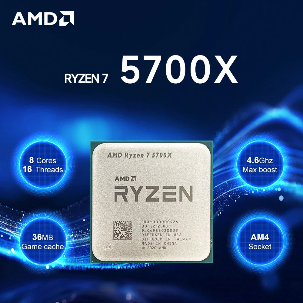 AMD Ryzen 7 5700x New 8-Core CPU16-Thread 4.6GHz Processor 7NM L3=32M 100-000000926 R7 5700X Socket AM4 DDR4 but no without fan