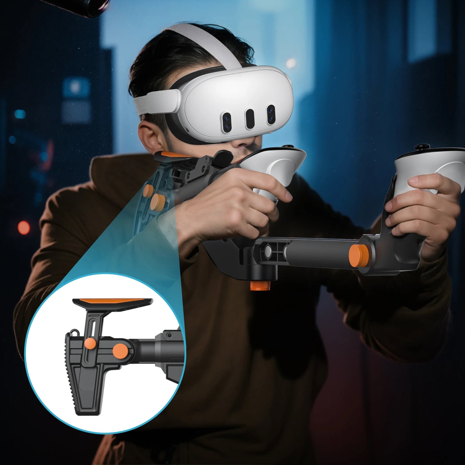 Adjustable VR Gunstock for Meta Quest 3 / Quest 3S | Magnetic Attachment | Adjustable Length | Tunable Controller Angles | For M
