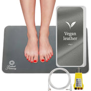 Vegan Leather Grounding Mat Earthing - Premium Grey Grounding Mat for Feet Desk Bed or Yoga - Comfortable Earthing Mat Grounding Pad - Radiant Harmony Grounding Mat