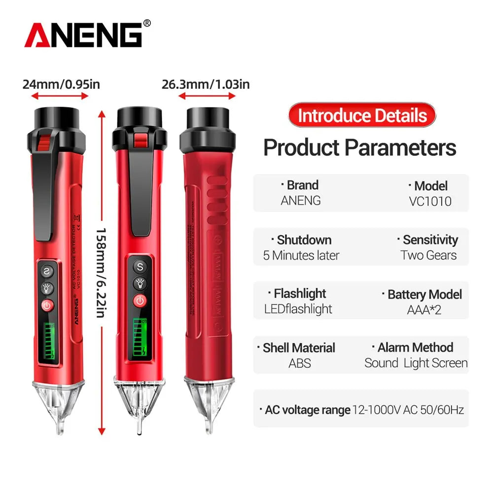 ANENG VC1010 Digital Smart AC/DC Voltage Detectors Non-Contact Tester Pen Meter 12-1000V Current Electric Sensor Test Pencil