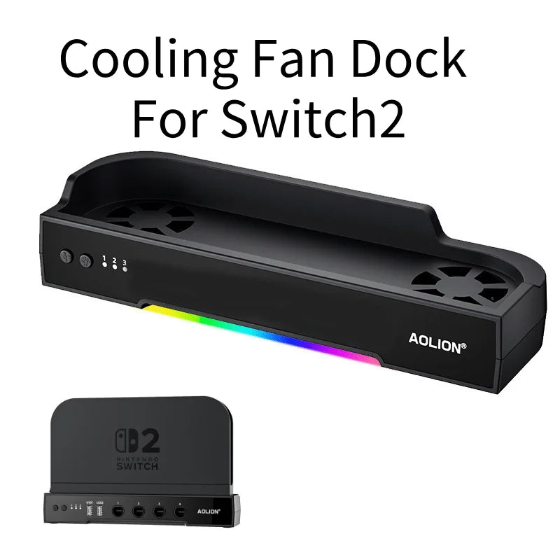 Aolion Cooling Fan For Switch 2 Dock Portable HUB Expansion base with NGC Wall Mount  For Switch 2 Accessories