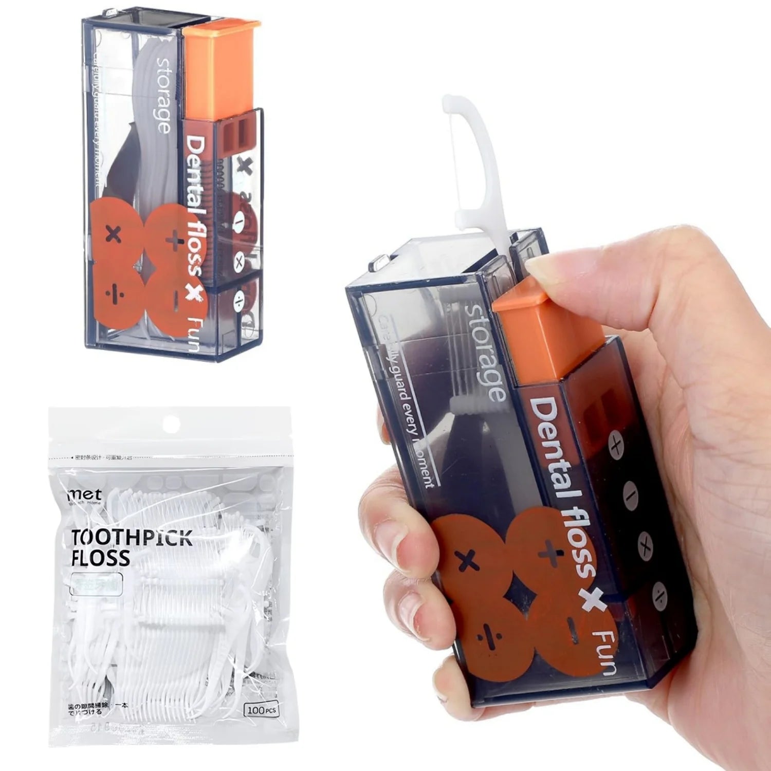 Auto-Floss Pro One-Touch Floss Storage Box Smart Pop-Up Dental Floss Holder with 10 Pre-loaded Refills Portable Oral Care Kit