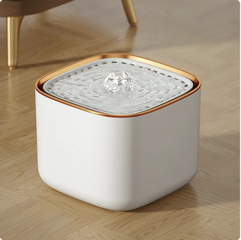 Pet Smart Water Dispenser 3L - Plug-in Cat Feeder with Anti-Dry Burn Protection White Golden Edge Standard Anti Dry Burning