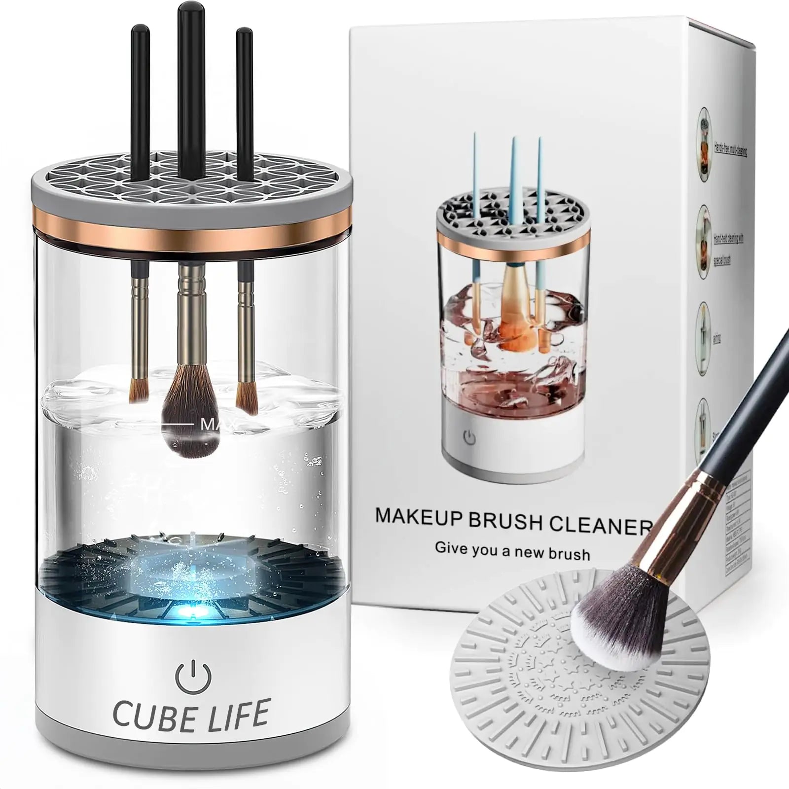 CUBE LIFE Electric Makeup Brush Cleaner: Automatic & Rechargeable