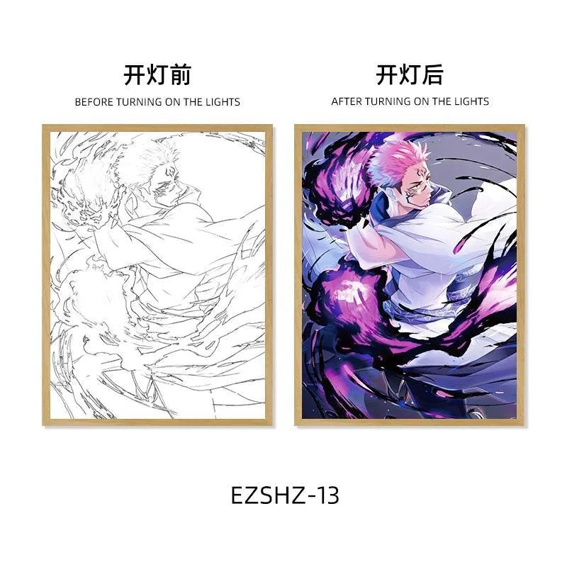 LED Light Painting Anime Figure 9 23X31cm charge