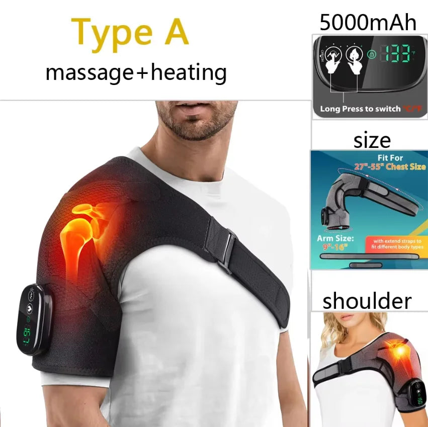 Heating Heated Shoulder Brace Wrap Shoulder Massage Support Belt Strap with Adjustable of Heating
