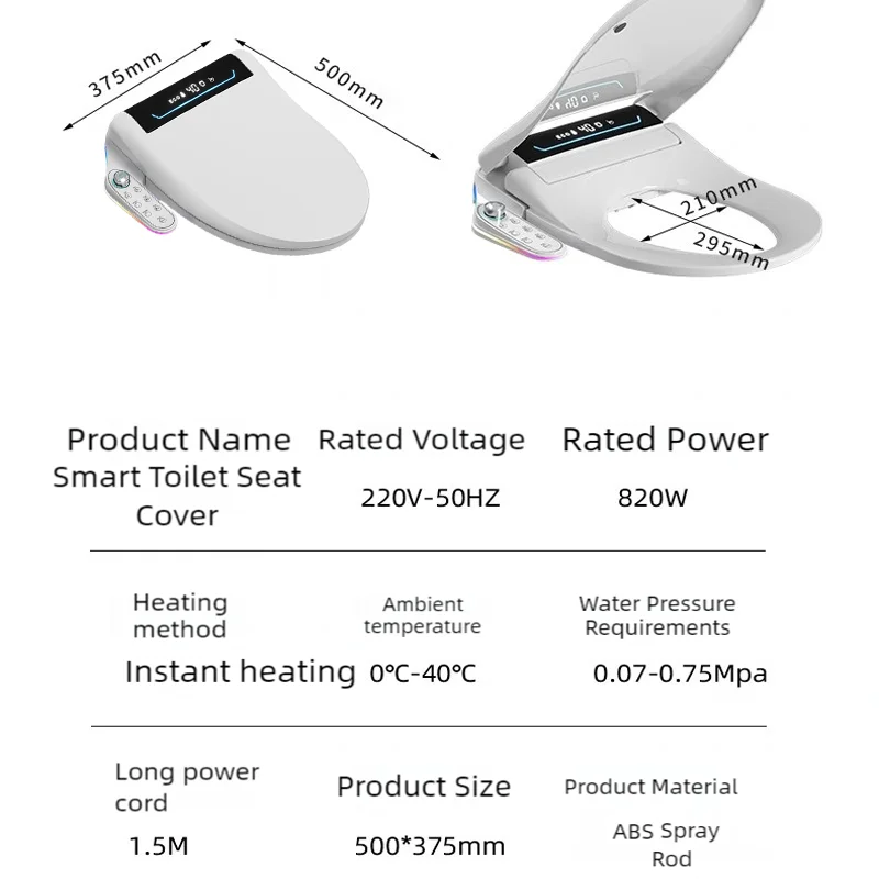 WETIPS AI Toilet Seat, WC, Japonais, Chauffant Cuvette, Toilette, Japonaise Smart Japanese, Toilet Bidet App Flip Top Toilette Seat