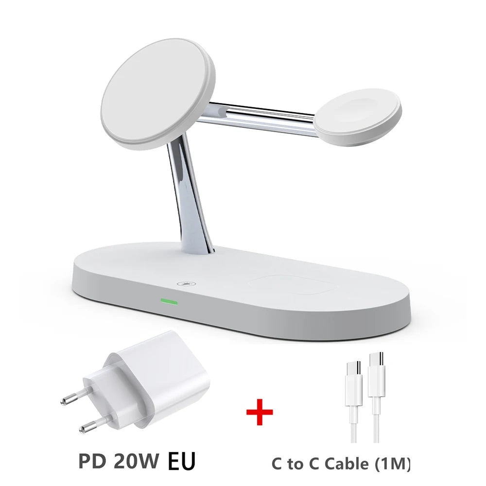 3 in 1 Magnetic Wireless Charger For iPhone 16 15 14 13 12 Fast Charging Station for Apple Watch 10 9 8 7 6 5 4 Airpods 2 3 Pro