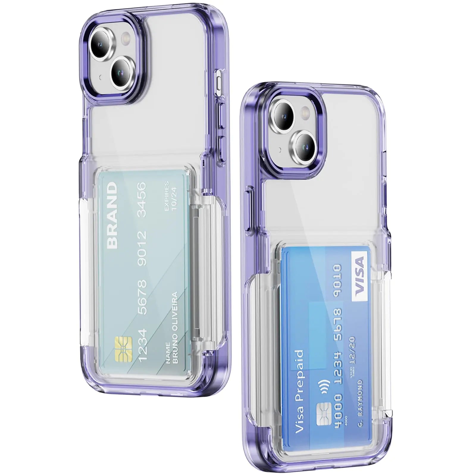 TORRTOWAY Wallet Case for iPhone 14 Case iPhone 13 Wallet Case with Card Holder Kickstand Card Holder Clear Soft TPU Bumper Shockproof Cover Protective Case for iPhone 14 13 Phone Case (Clear Purple)
