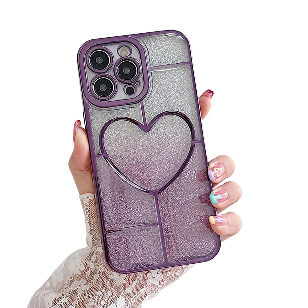 Imogacla Gradient Heart Phone Case iPhone 13 Pro Max Case - Protective iPhone Case Cute iPhone 13 Pro Max Case iPhone Case for Girl Women Gift (Dark purple)