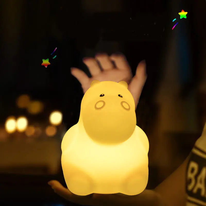 Aptus Praxis Hippo Silicone Night Light - Rechargeable & Tap Control