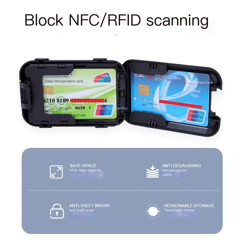 RFID Safe Lock Money Clip Multi-Functional Card Holder