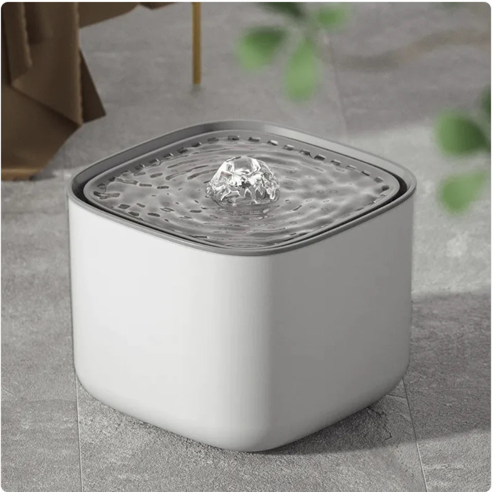 Pet Smart Water Dispenser 3L - Plug-in Cat Feeder with Anti-Dry Burn Protection Grayish White Standard