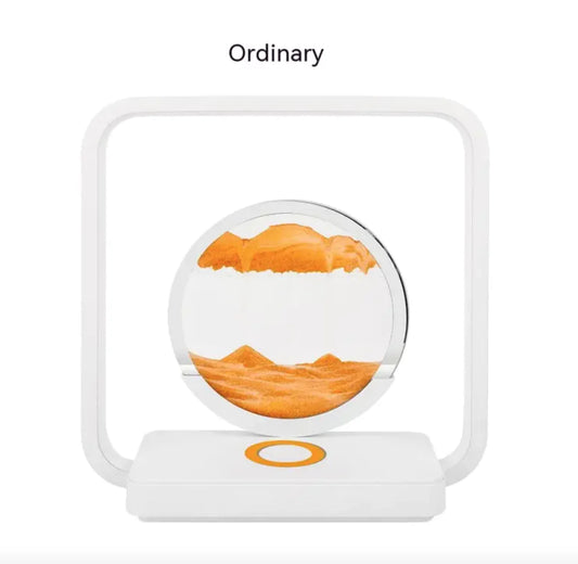 LED Quicksand Painting Night Lamp with Wireless Charger and USB Ordinary Orange