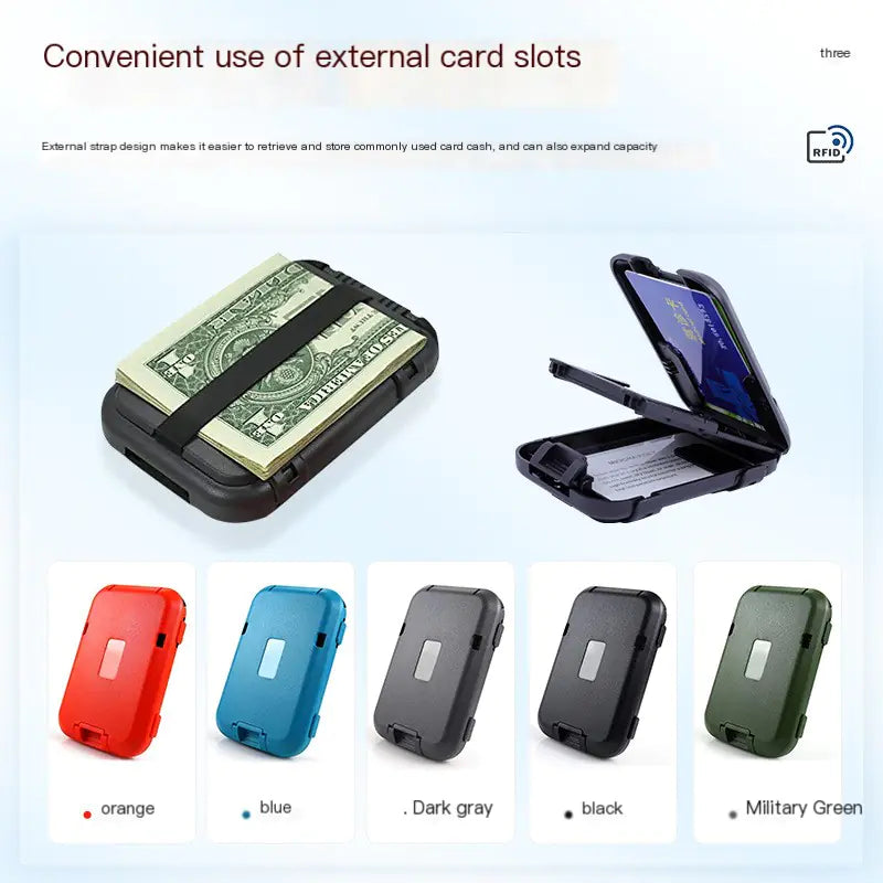 RFID Safe Lock Money Clip Multi-Functional Card Holder