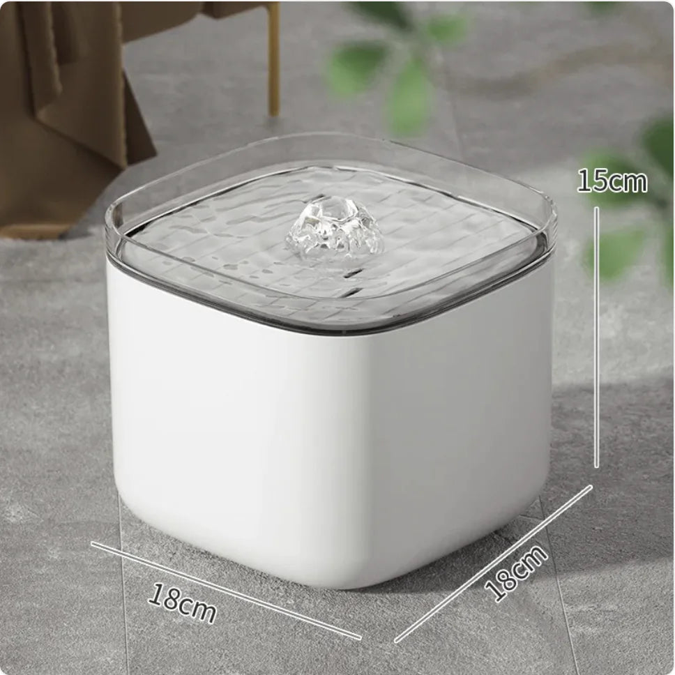 Pet Smart Water Dispenser 3L - Plug-in Cat Feeder with Anti-Dry Burn Protection White Transparent Edge Standard