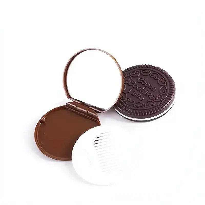 Portable Foldable Round Makeup Mirror with Comb