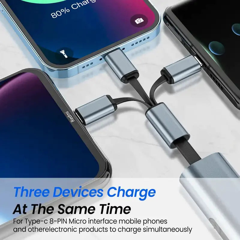 Aptus Praxis Retractable 3-in-1 Charging Cable (USB to Type-C, Lightning & Micro)