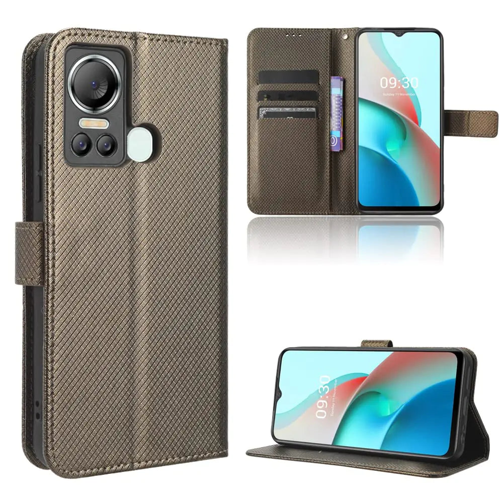 Elubugod Case for Itel S18 Leather Case CoverPU Leather flip Cover Case for Itel S18 S663L Case Cover Brown