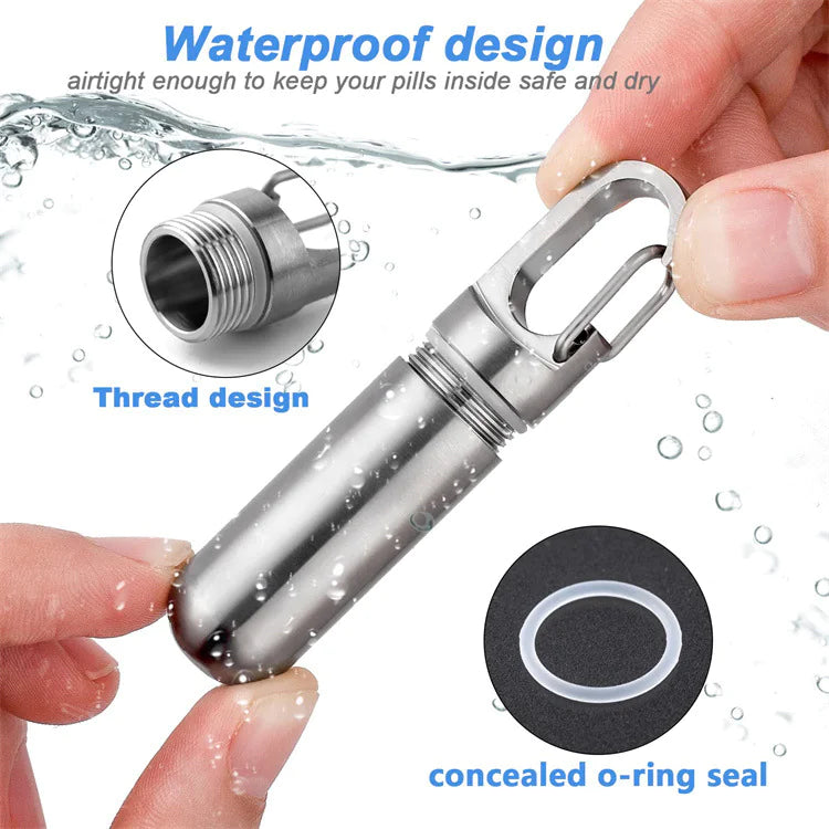 Portable Waterproof Stainless Steel Pill Box