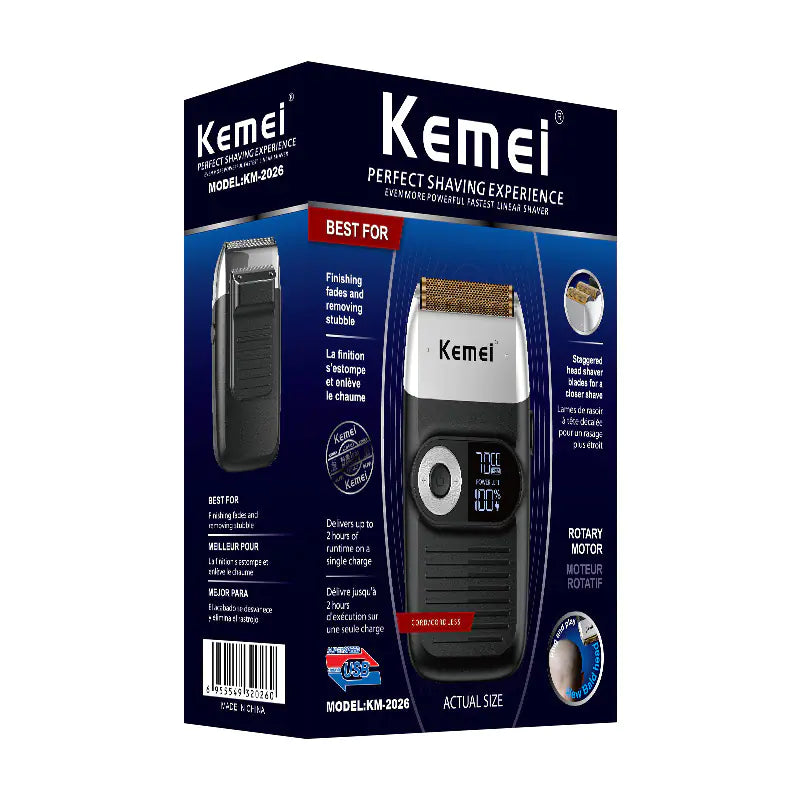 Kemei KM-2026 Professional 2-in-1 Foil Shaver & Trimmer with LCD Display